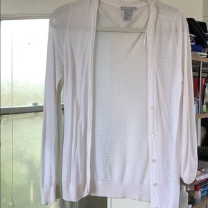 H&M white striped cardigan